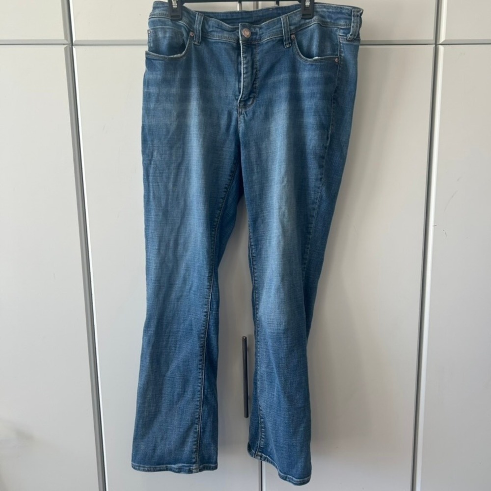 Seven7 Womens Bootcut Jeans Size 16 Medium Wash Stretch Denim Blue Pants